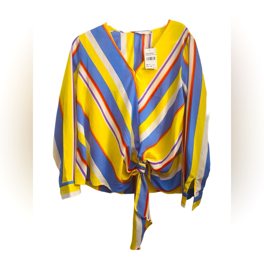 Lush Long Sleeve Criss Cross Women's Blouse with Tie Waist, Size Small New W/Tag